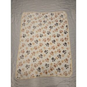 Pawprint Plush Baby Blanket 30x22" Soft Brown Black White